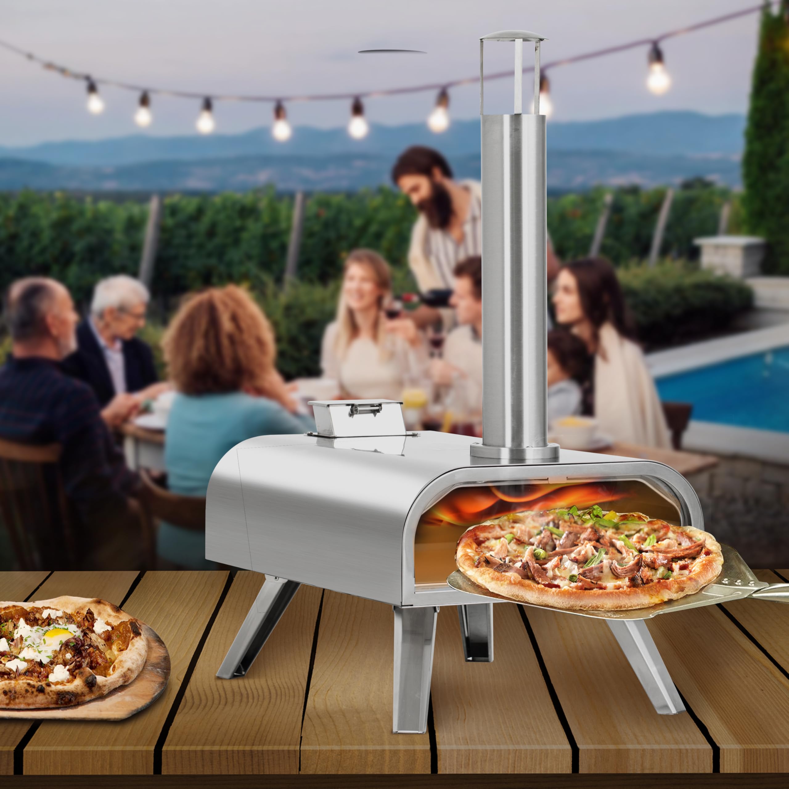 BIGHORN Grand Four à Pizza en Acier Inoxydable 16"
