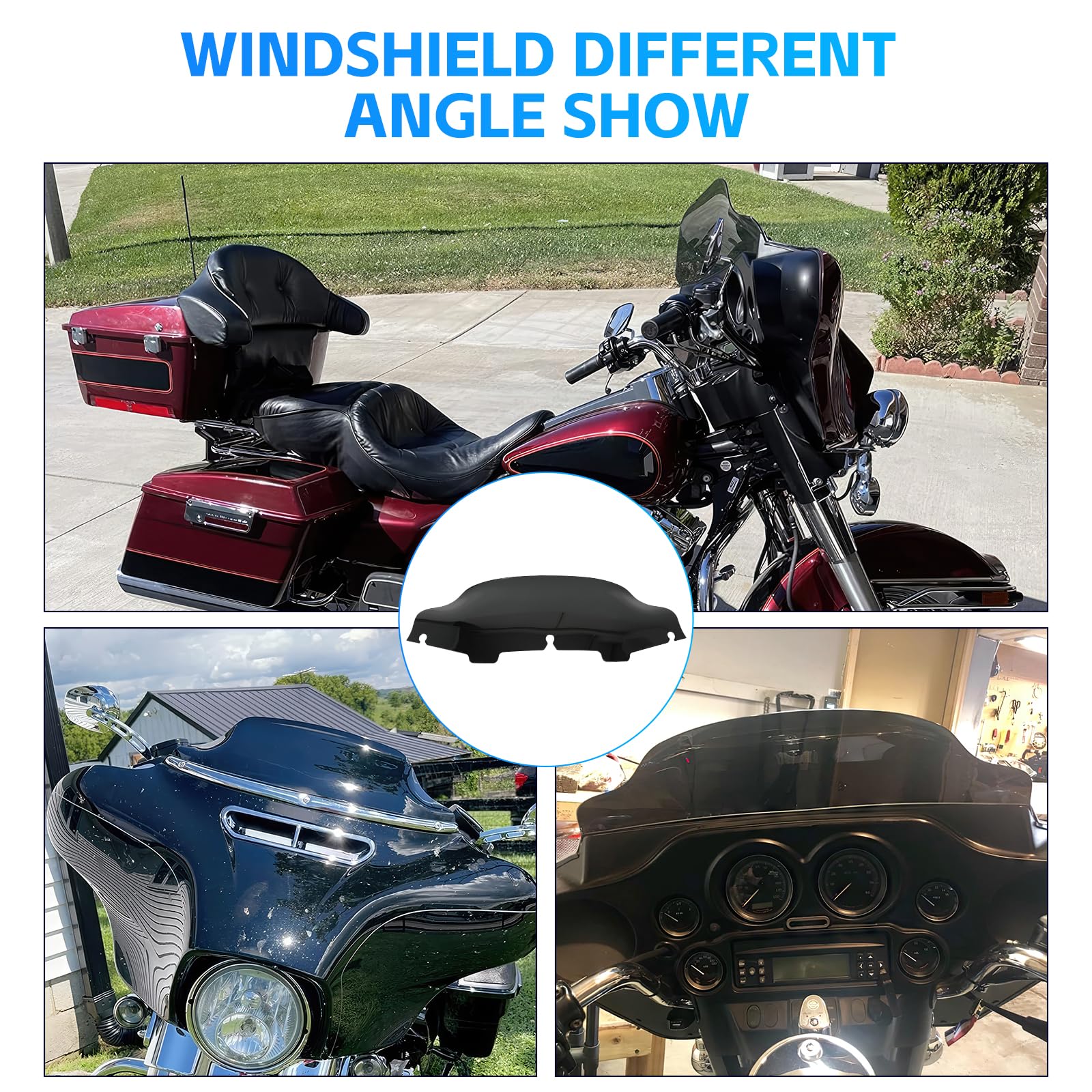 Rich Choices Parabrisas de motocicleta de 6 pulgadas compatible con Harley Davidson Touring Street Glide Electra Glide FLHT FLHTCU Ultra Classic Glide FLHX FLHTK Tri Glide 1996-2013