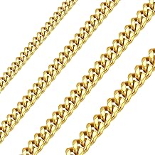 Solid Stainless Steel Cuban Chain Necklace for Men and Women Waterproof Curb Link Necklace Chain-Widths 3.5mm 5mm 7mm 9mm-Chain Lengths 16"-36"