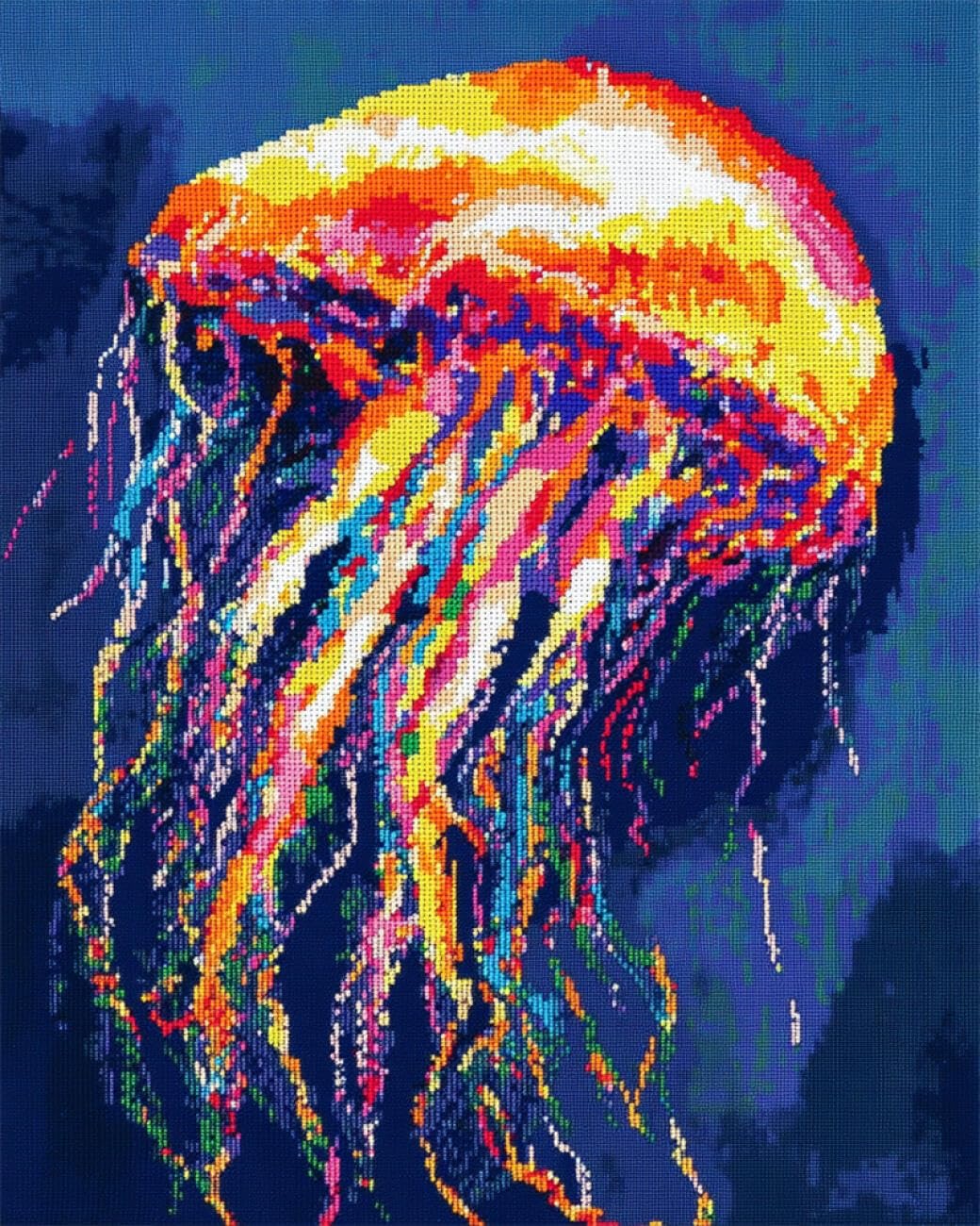 AxiangziK DIY Cross Stitch Kit Cartoon Jellyfish 11CT 80x100cm