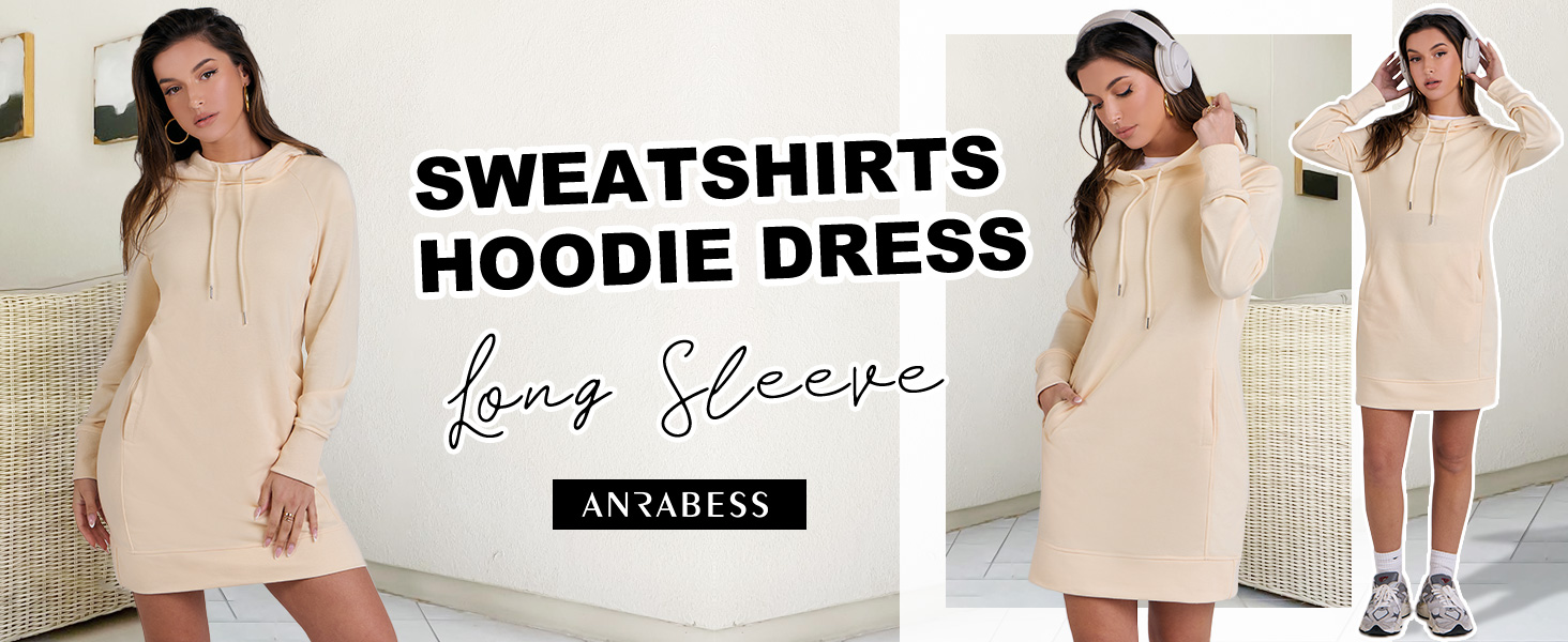 Amazon.com: ANRABESS Womens Sweatshirt Dress Long Sleeve Hoodies Mini  Dresses Fleece Casual Hoodie with Pockets 2025 Fall Fashion Black Small :  Clothing, Shoes & Jewelry