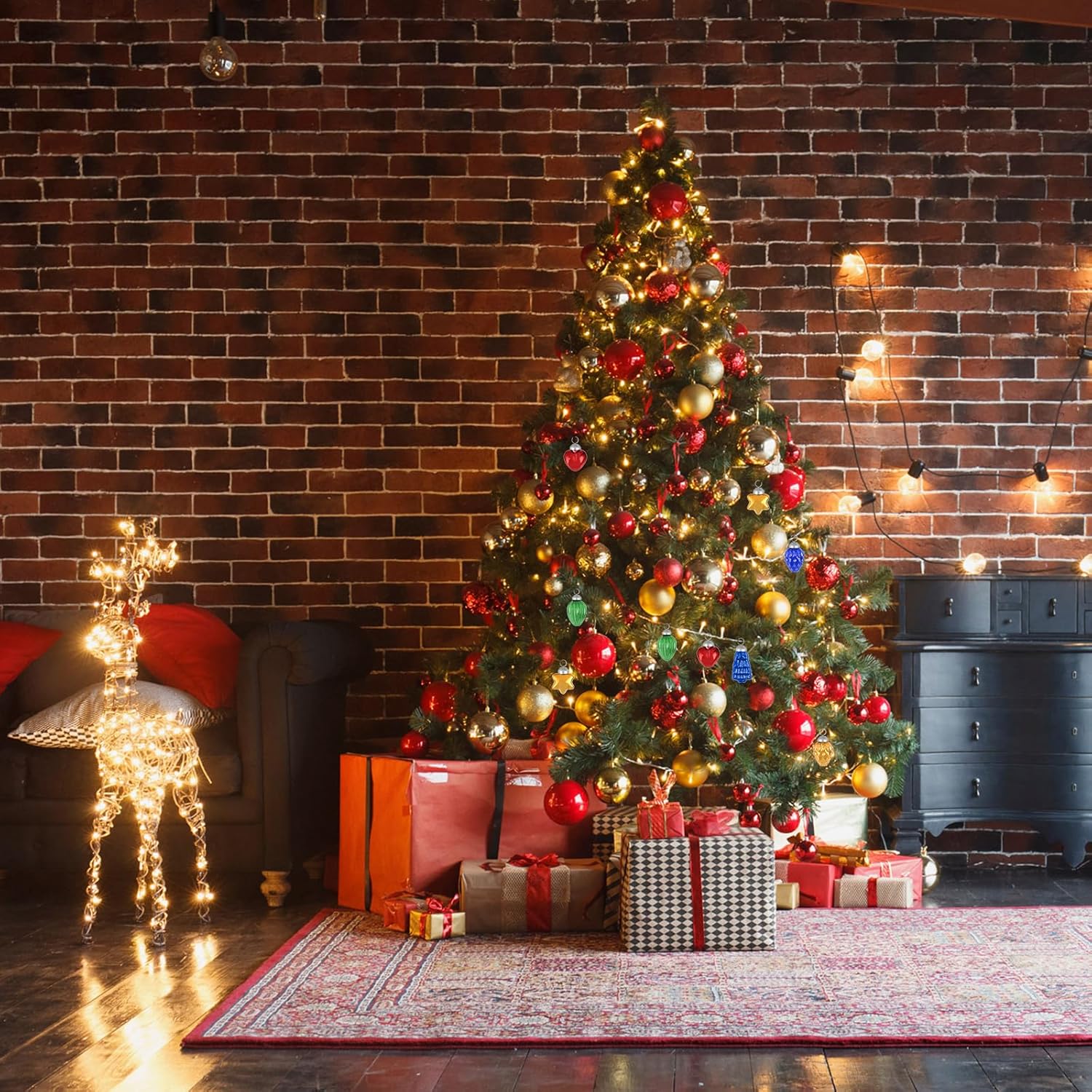 uxcell 100個 ガラスクリスマスオーナメント 茶色 クリスマスツリー