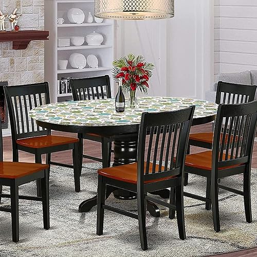 Miniatura 2 de Mantel ovalado ajustable para mesa de patio, con bordes elásticos florales, funda de mesa de poliéster con diseño de dientes de león, diseño tribal