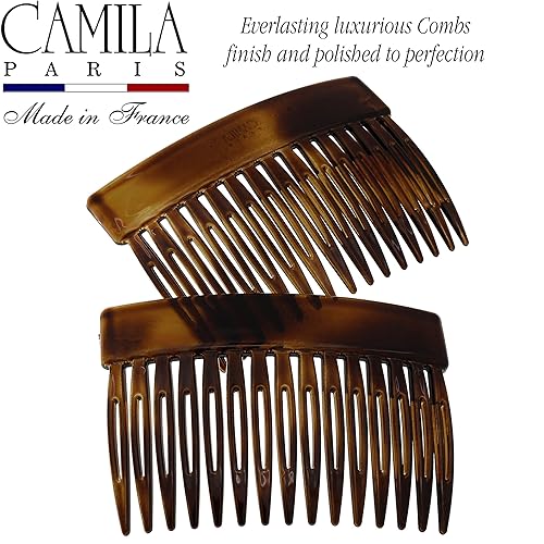 Miniatura 5 de Camila Paris CP2942 - Peine lateral francés para el cabello, concha pequeña de tortuga, peines de pelo con torsión francesa decorativos, pinzas para