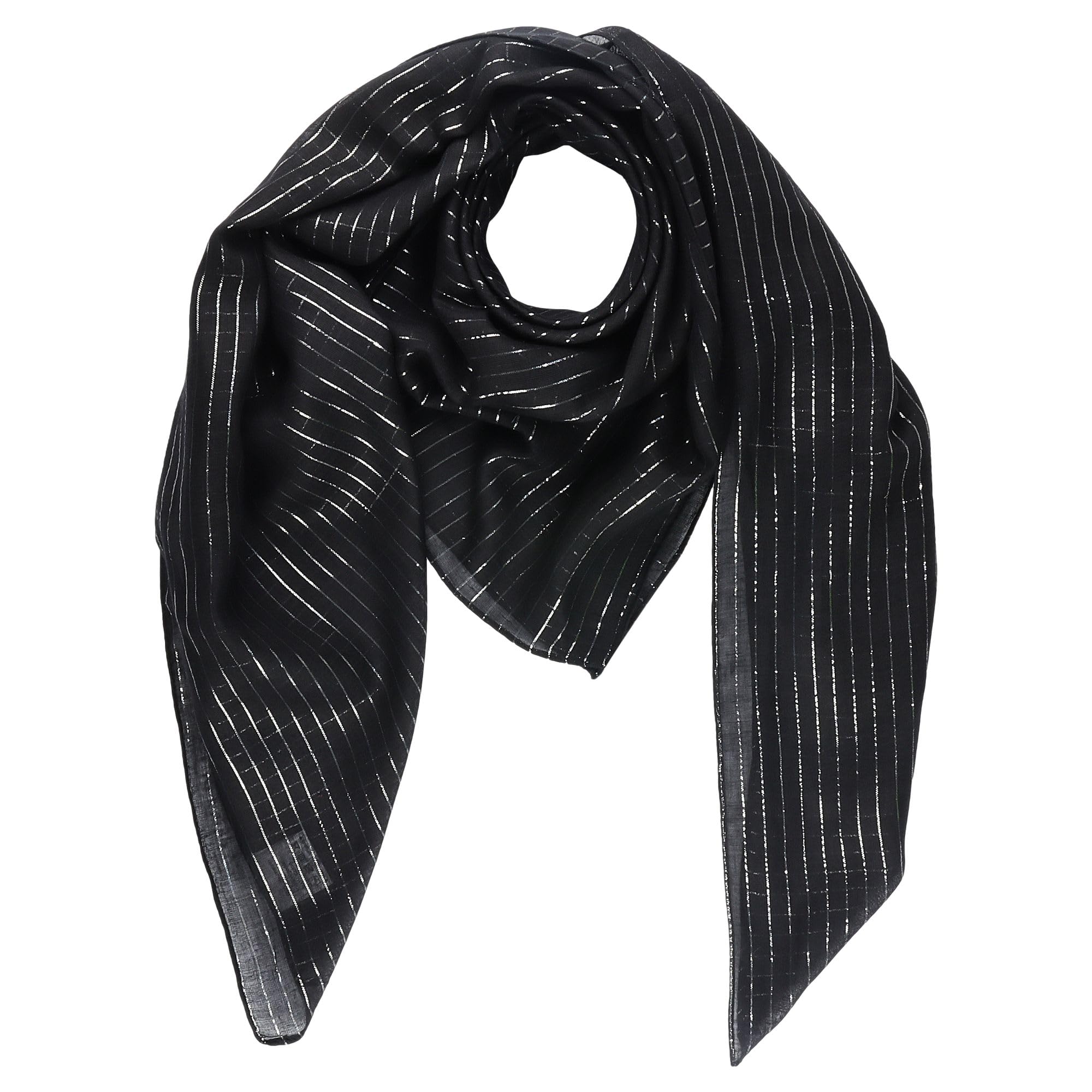 Freak Scene Cotton Scarf - black Lurex silver - squared kerchief