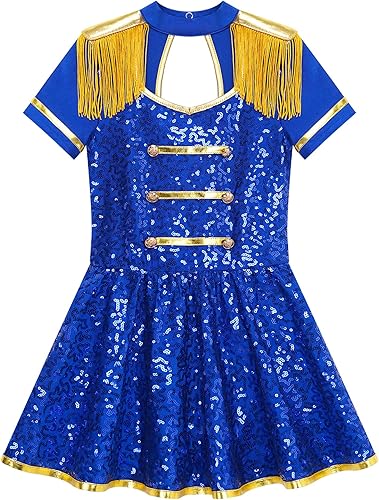 Miniatura 5 de iiniim Disfraz de circo de la Guardia Real para niños y niñas, con lentejuelas brillantes y borlas, vestido de leotardo para mayor rendimiento