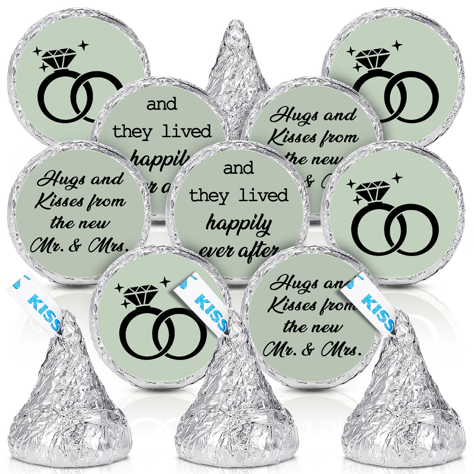 Autocollants mariage Hugs and Kisses 1,9 cm pour fiançailles et fête