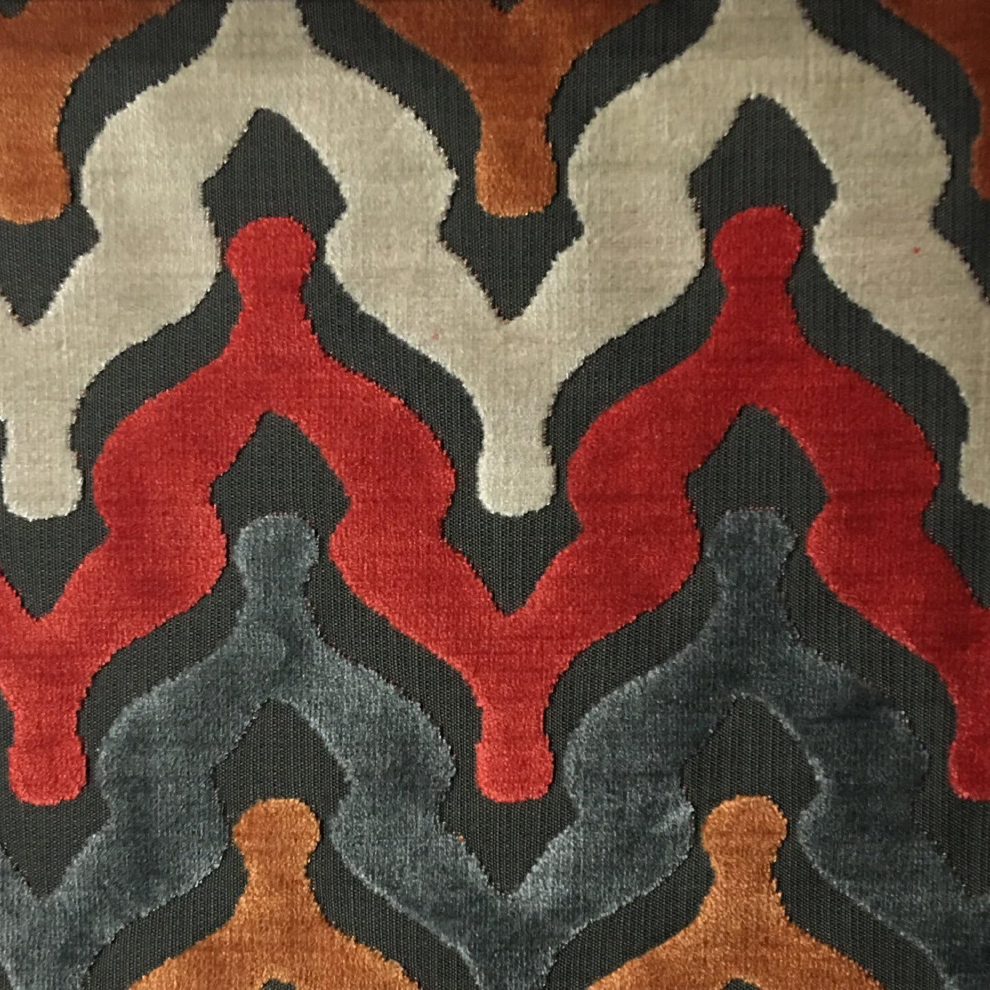 Leicester - Bold Chevron Cut Velvet Upholstery Fabric by The Yard