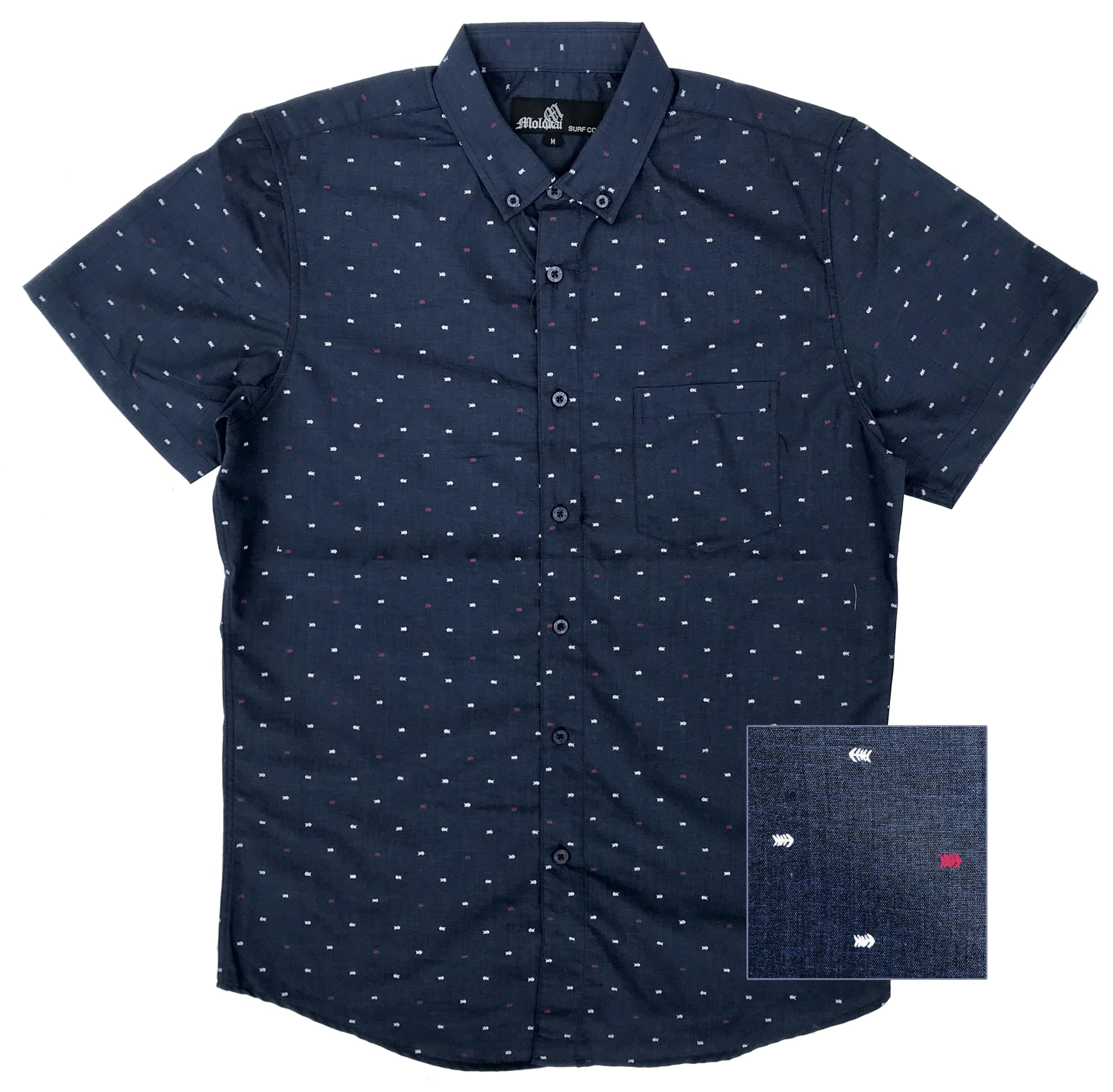 Molokai Surf Button Down Slim Fit Hawaiian Short Sleeve Shirts