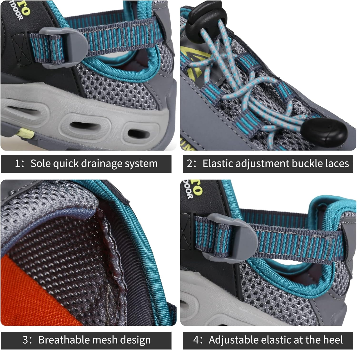 HUMTTO Men's Amphibious Water Shoes - Hiking Sandals for Men Outdoor Water Sandal Closed Toe Non-Slip River Shoes Summer Quick Drying Aqua Shoe - Image 4