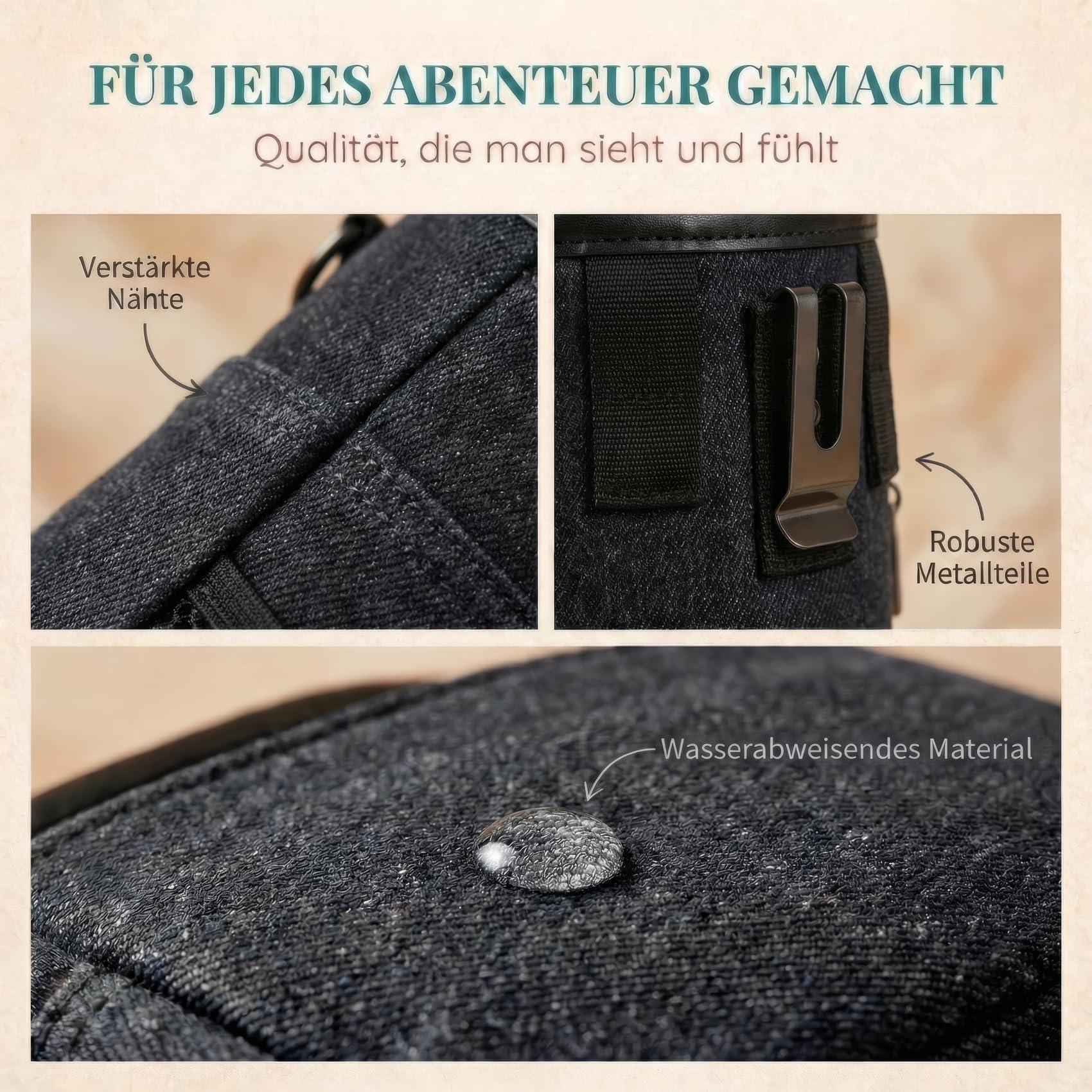 HUND IST KÖNIG Premium Leckerlibeutel für Hunde - der Alleskönner - Robuster Futterbeutel Hunde mit viel Stauraum für das Gassigehen & Hundetraining - mit Kotbeutelspender & Trainings-Ebook