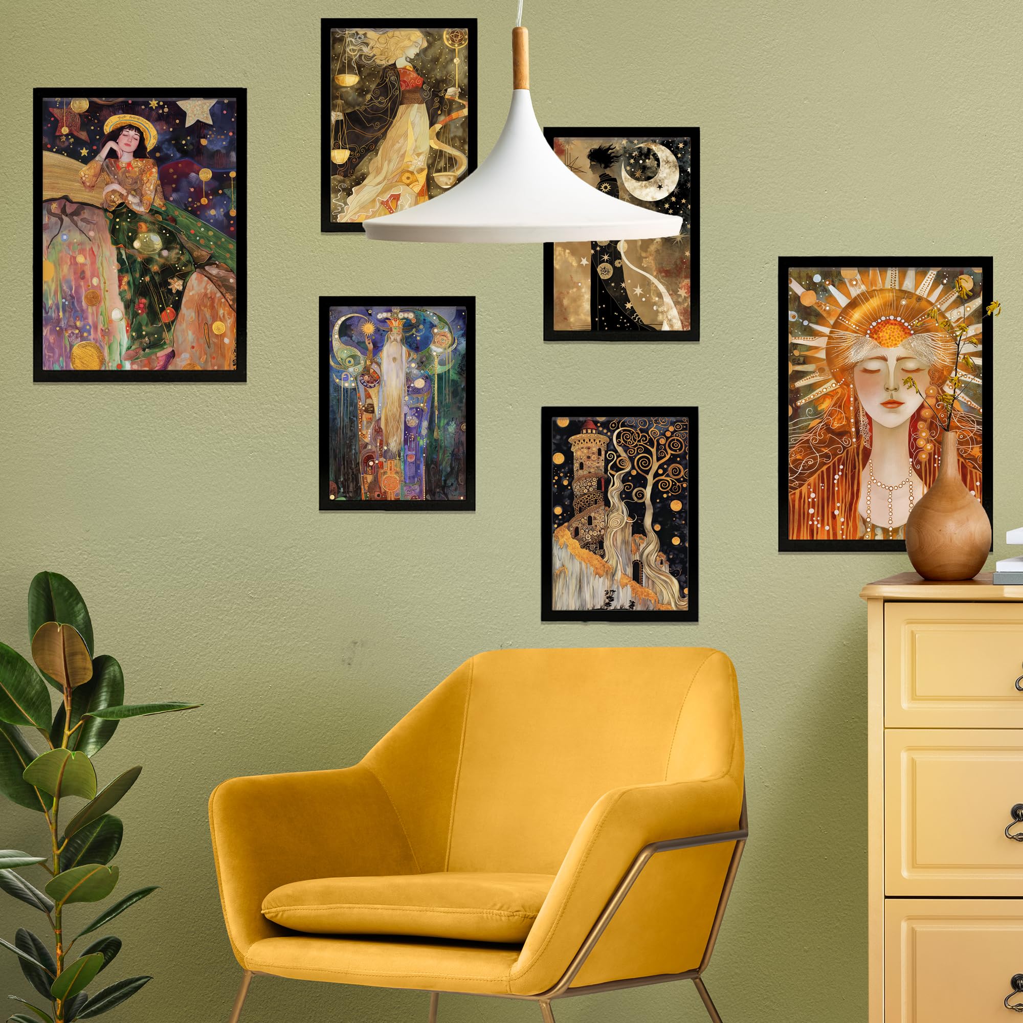 Nacnic Set of 6 Tarot Cards Arcana Cartomancy Posters with design illustration to decorate the walls of home. Rooms, office - Image 4