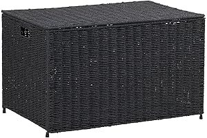 Household Essentials, Large, Sturdy Woven Chest Storage Trunk in Black