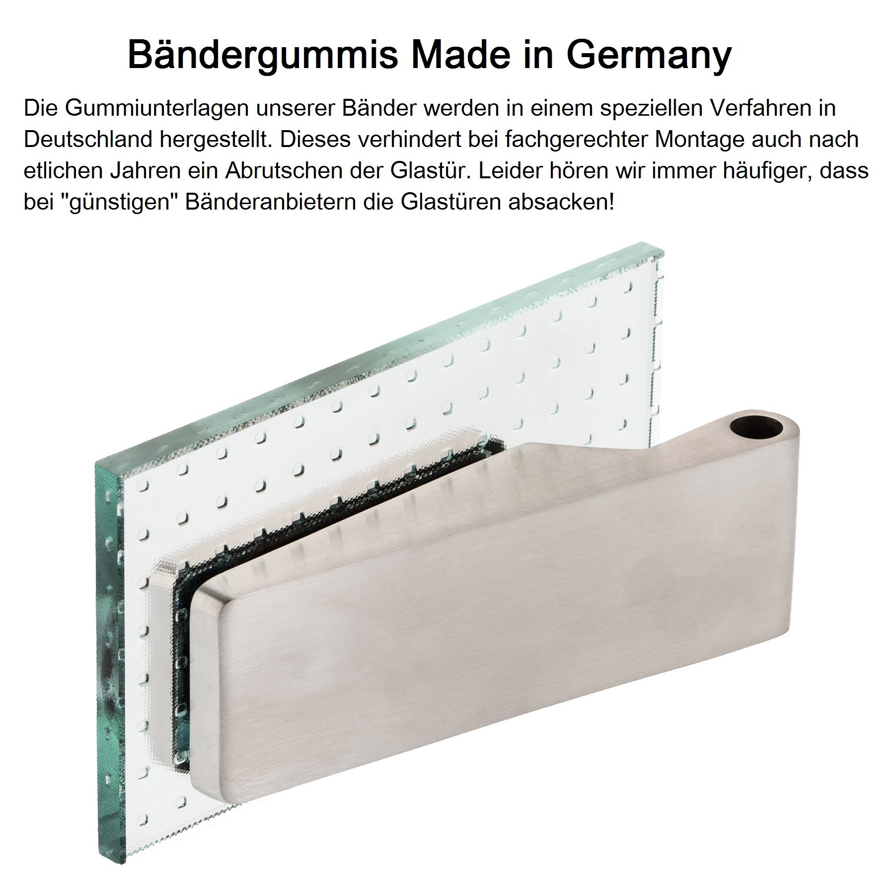Glastürbeschlag Q Set UV | V2A Edelstahl matt | inkl. Studiobändern | metallische Innenmechanik | Square Tall