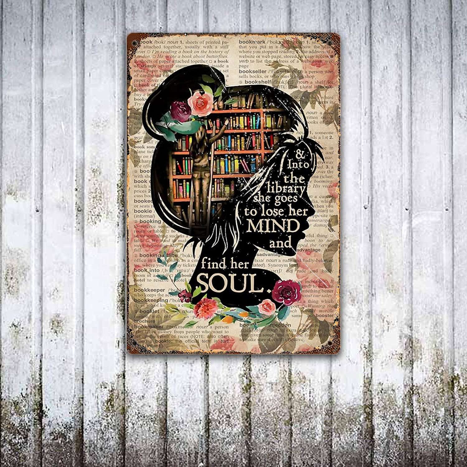 Books Into The Library Vertical Poster, Girl Love Books Vintage