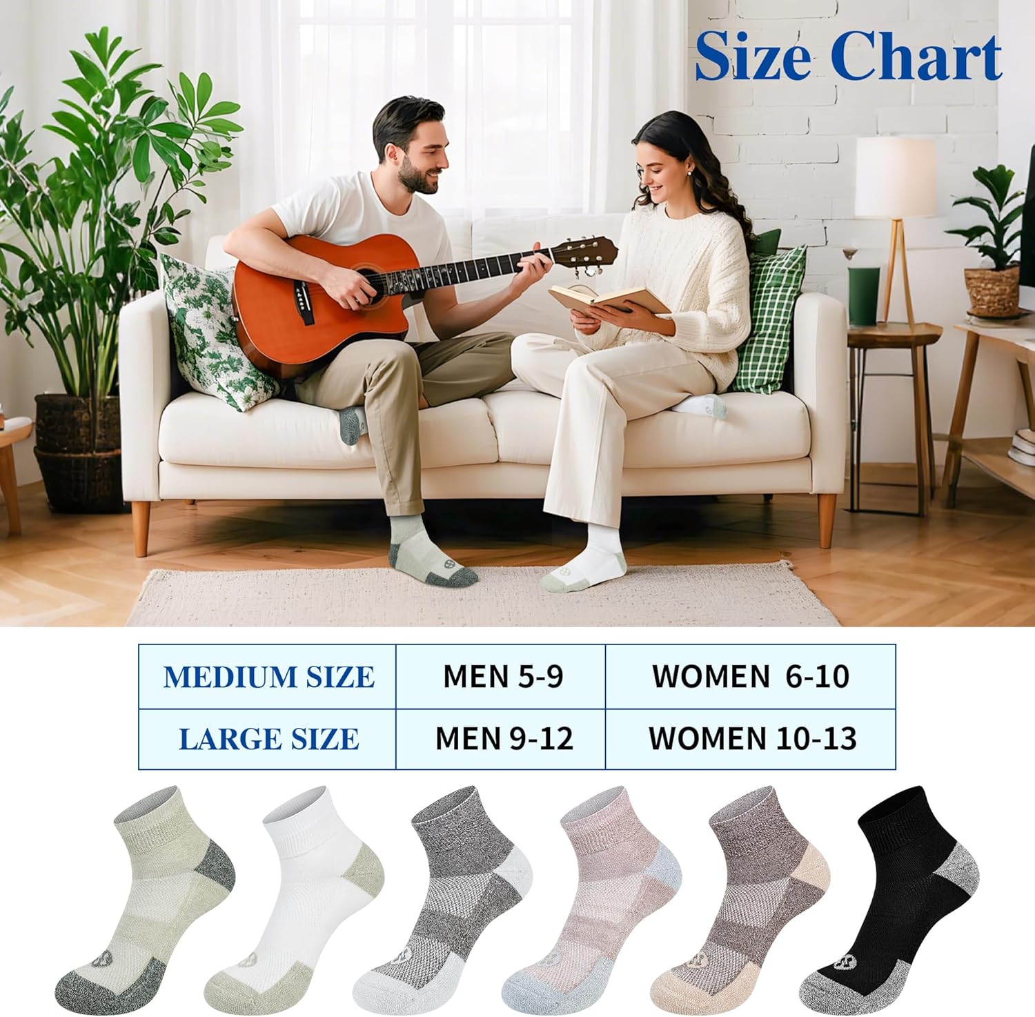 Diabetic Socks for Men,6 Pairs Ankle Mens Diabetic Socks,Diabetic Neuropathy Socks for Men Size 9-11/10-13/13-15. - Image 6