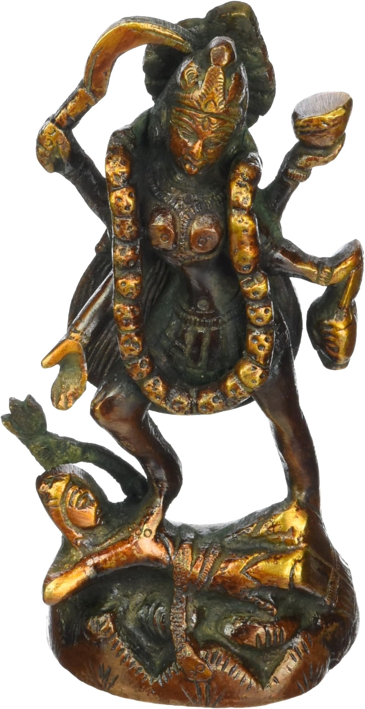 Brass Statue Kali Ma Goddess for Hindu Temple 4.5 Inch (Indian Handicraft)