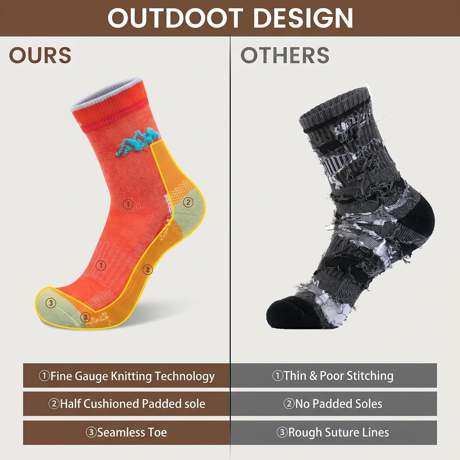 innotree Merino Wool Hiking Socks Women, Thermal Winter Micro Crew Cushion Moisture Wicking Outdoor Trekking Socks, 3 Pairs