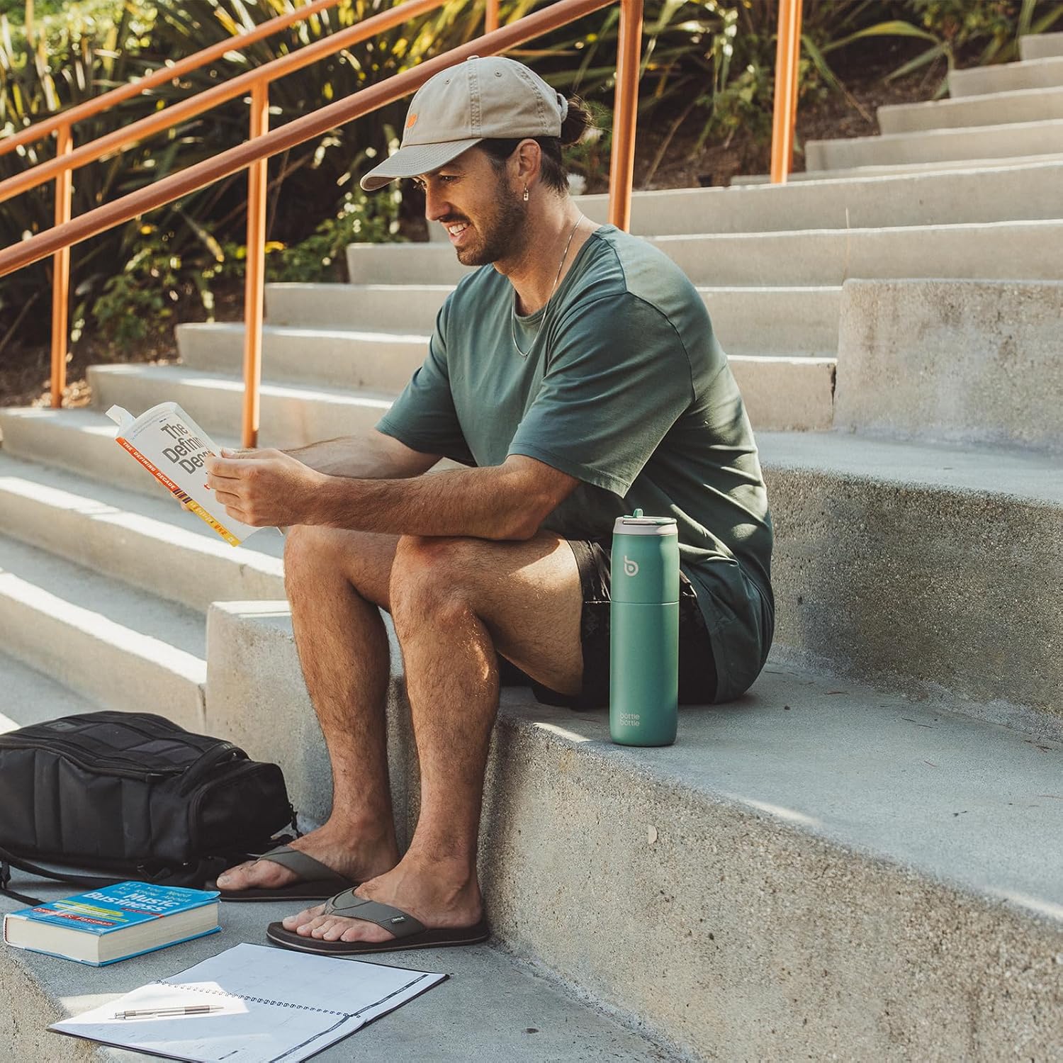 BOTTLE BOTTLE Stainless Steel Water Bottle with Straw Lid and Handle 32 oz Vacuum Insulated Cup for Sports Travel Gym Hiking, Leak-Proof Wide Mouth Water Bottles for Men,forests - Image 7