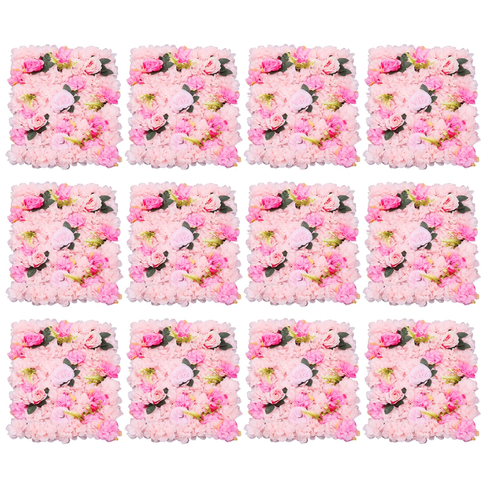 12 pareti di fiori artificiali, decorazione da parete, 40 x 60 cm, realizzata a mano, 4 kg, per matrimoni, feste, squadre, rose e piante acquatiche (rosa chiaro)