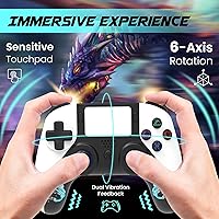 Vista 2 de megacom Wireless Bluetooth Controller for P4/PC – Gamepad with 2 Remap Keys, Dual Vibration, Rechargeable Battery, 3.5mm Audio Jack, Touchpad