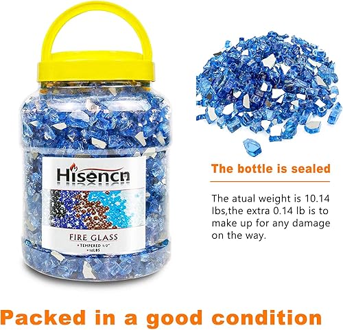 Miniatura 7 de Hisencn 12 pulgada 10-libras mezclado hoguera de vidrio para interior y exterior chimeneas de gas de vidrio de fuego, cuencos de fuego, jardín