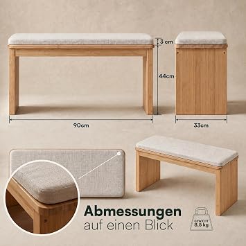 Bambus Sitzbank Flur - Flur Möbel - Bettbank - Polsterbank aus Bambus