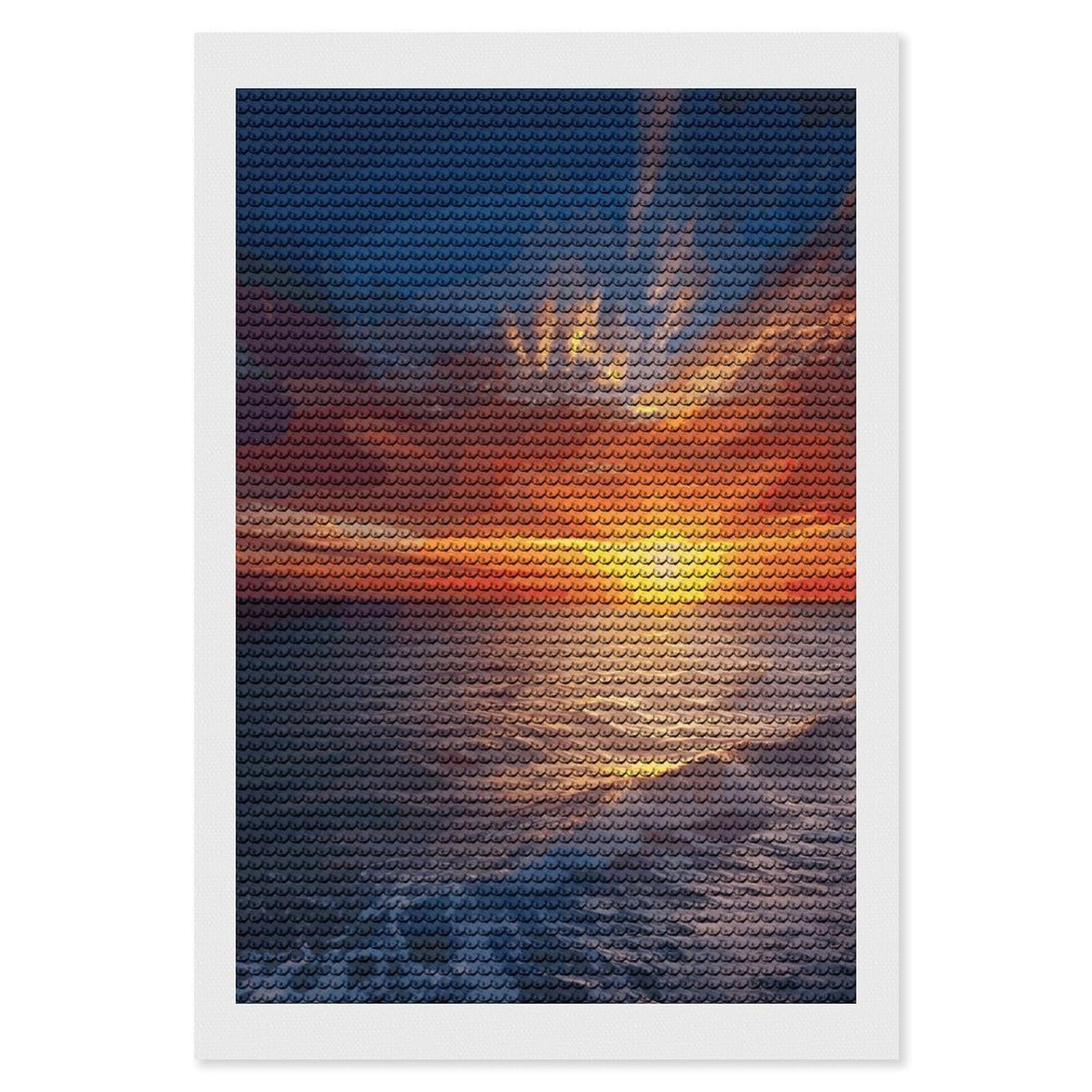 LDGSUPH Sea and Sunset Diamond Painting Kits for Adults Paint with Diamond Pictures Art DIY Full Drill Diamond Dots Painting Personalized Diamond Photo for Home Wall Decor Gift 8"x12"