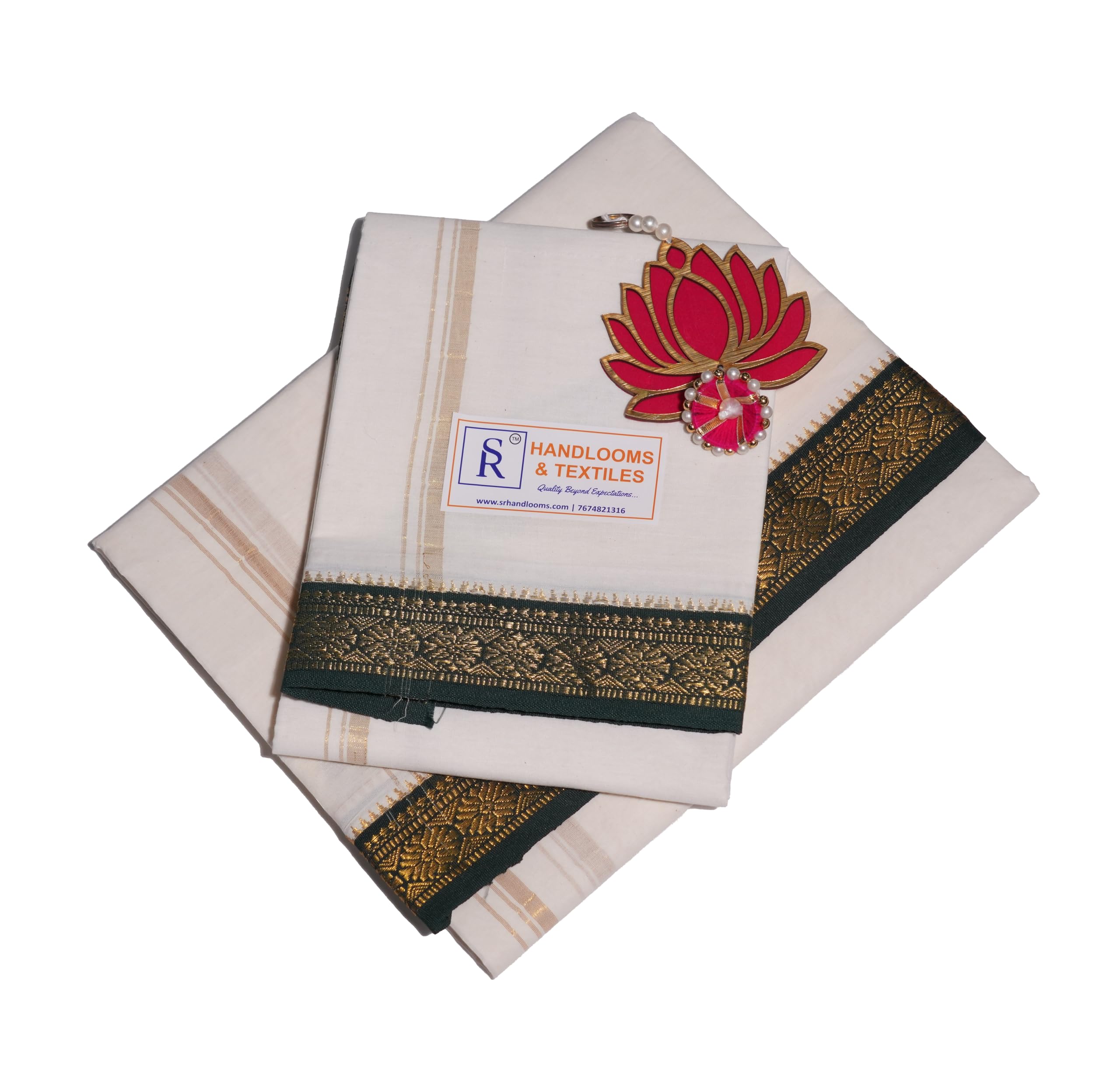 sr handlooms and textiles Men's 100% Pure Cotton Dhoti in Size 4 Mtrs (Pure Cotton Milky White Dhoti)-picture-23