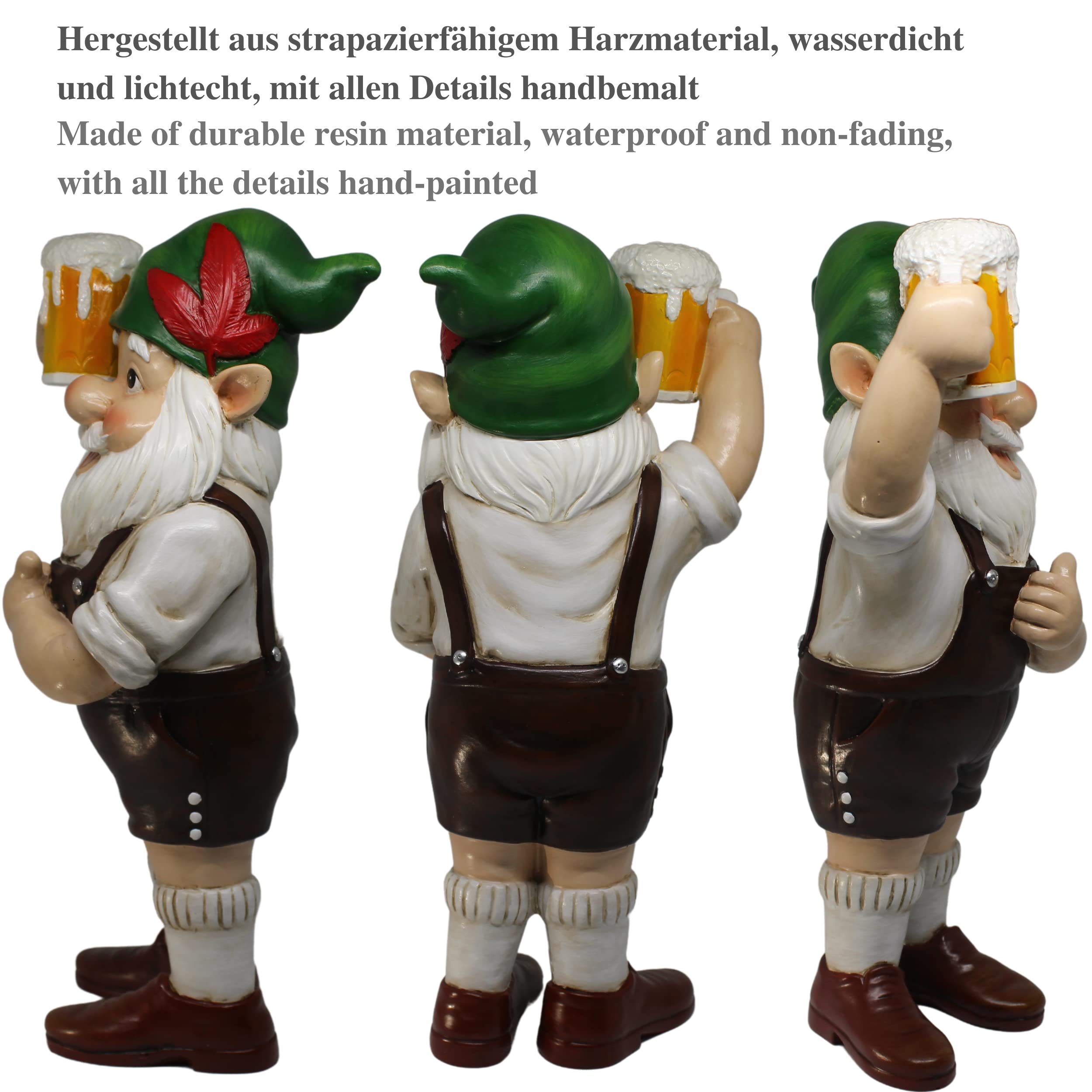 Gerhard Gardner Gartenzwerge Lustig für Außen | Gartenzwerg in Lederhosen | 30cm Größ | Gartenfiguren | Gartendeko | Figuren fur Haus,Hof oder Balkon | Deco Garten Vintage