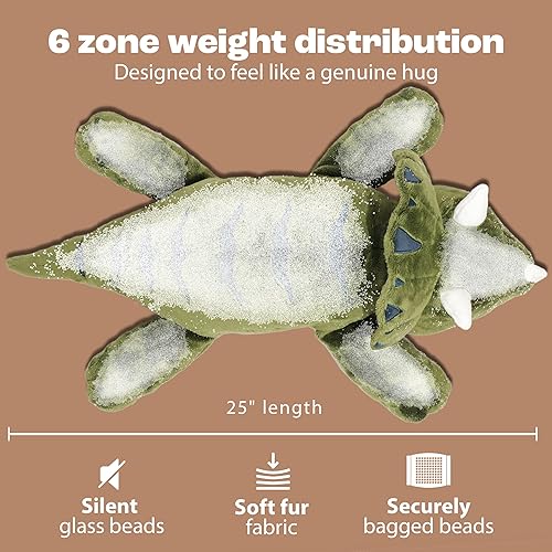 Miniatura 8 de Brease Animal de peluche con peso, dinosaurio verde de 25 pulgadas, 5 libras, felpa pesada
