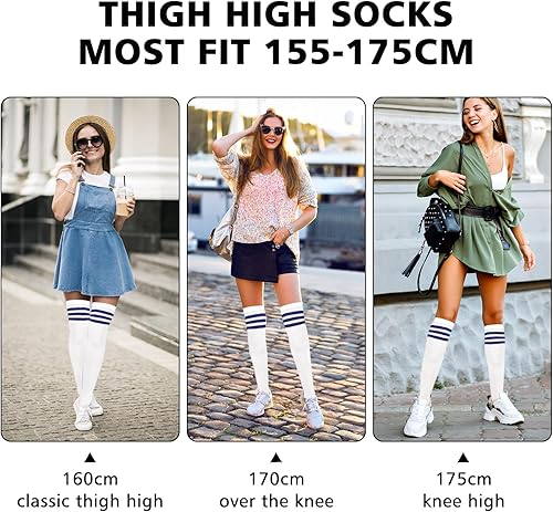 Miniatura 6 de WY LIGHTING LEVEL Women Long Thigh High Socks Stripes Thin Tube Socks Thigh High Tights Over Knee Socks Casual High Stockings