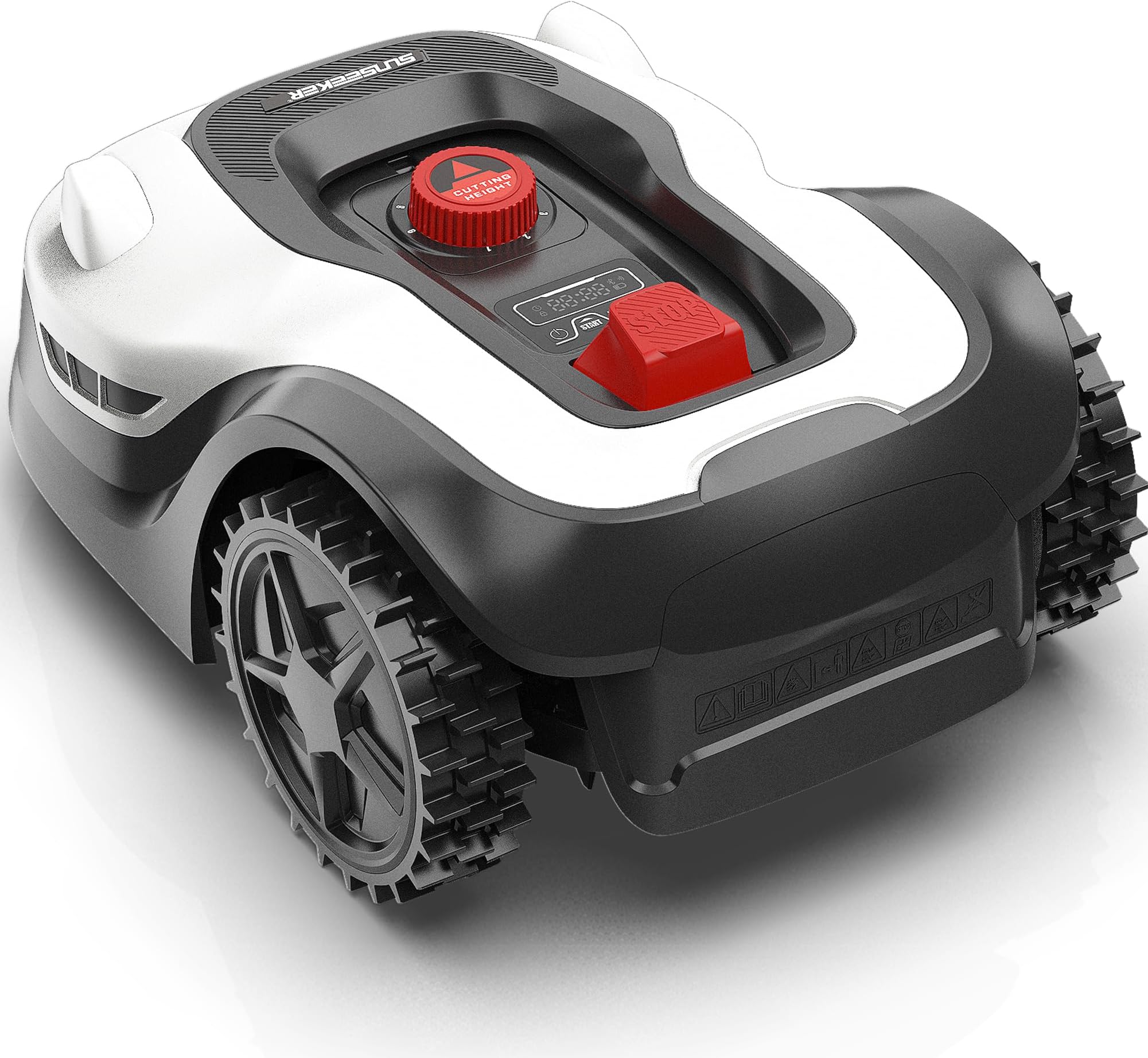 SunseekerL22 Robotic Lawn Mower 0.3 Acre/ 13,000 Sq.Ft, with Mapping Function and App Control, Only 52 db,Rain Sensor & Boundary Wire, Battery & Charger Included, Black & White