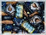 2.1oz (60 g) Mélange de tchèque unique Bohemia Perles pressées en verre, Bleu foncé, Coupe de table, Matte et Glossy, Vised Fire Polish, Kit de set fait main BCV