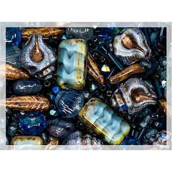 60 g assortment of unique czech bohemian glass beads dark blue table cut matt and shiny faceted fire polished handmade set