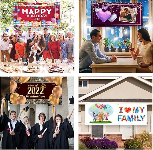 Miniatura 7 de Pancartas y letreros personalizados para exteriores con texto fotográfico, pancarta personalizada para negocios, cumpleaños, fiestas de graduación