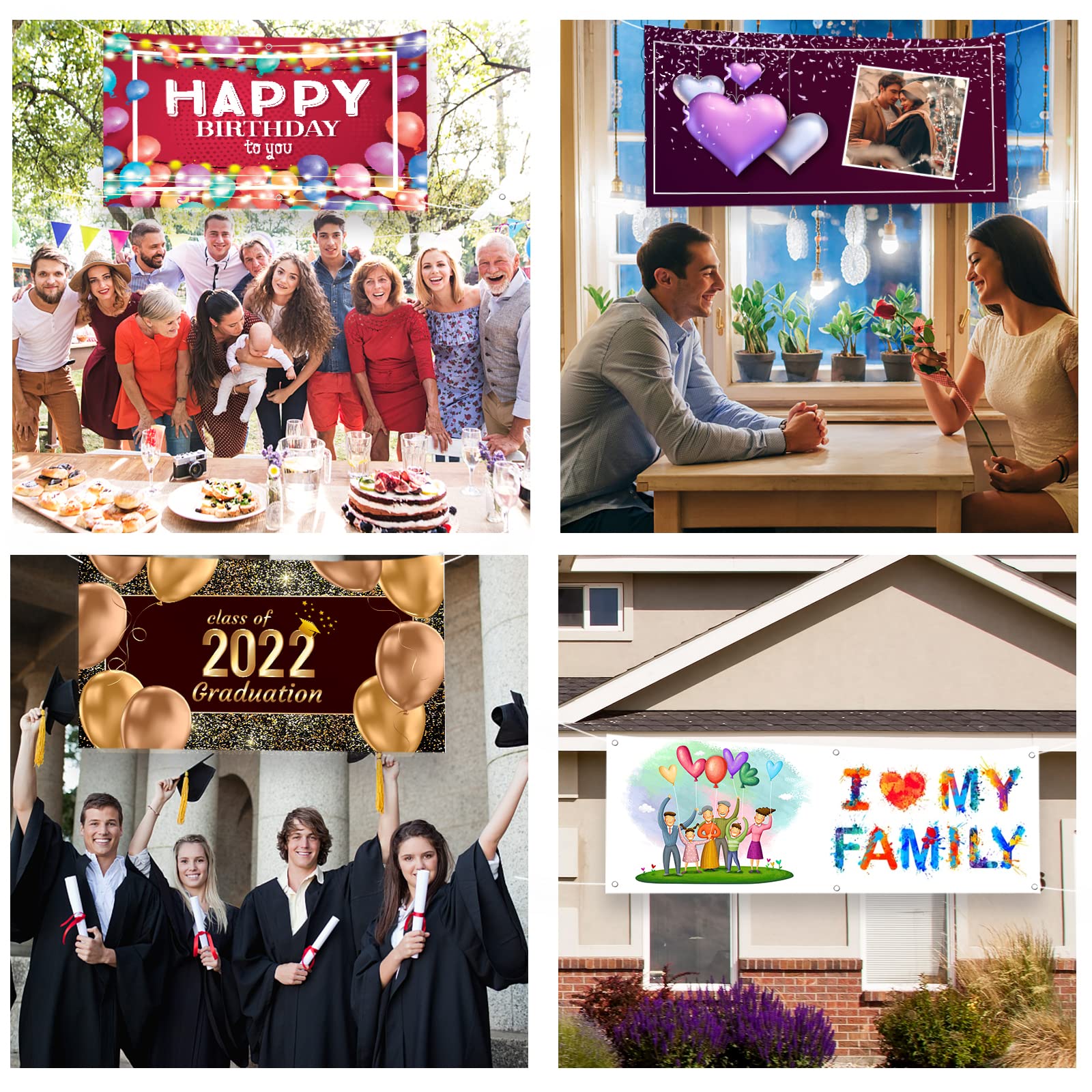 Carteles y carteles de vinilo personalizados para exteriores con texto fotográfico, pancarta personalizada para negocios, cumpleaños, fiestas de graduación, interiores, 3 x 20 pies