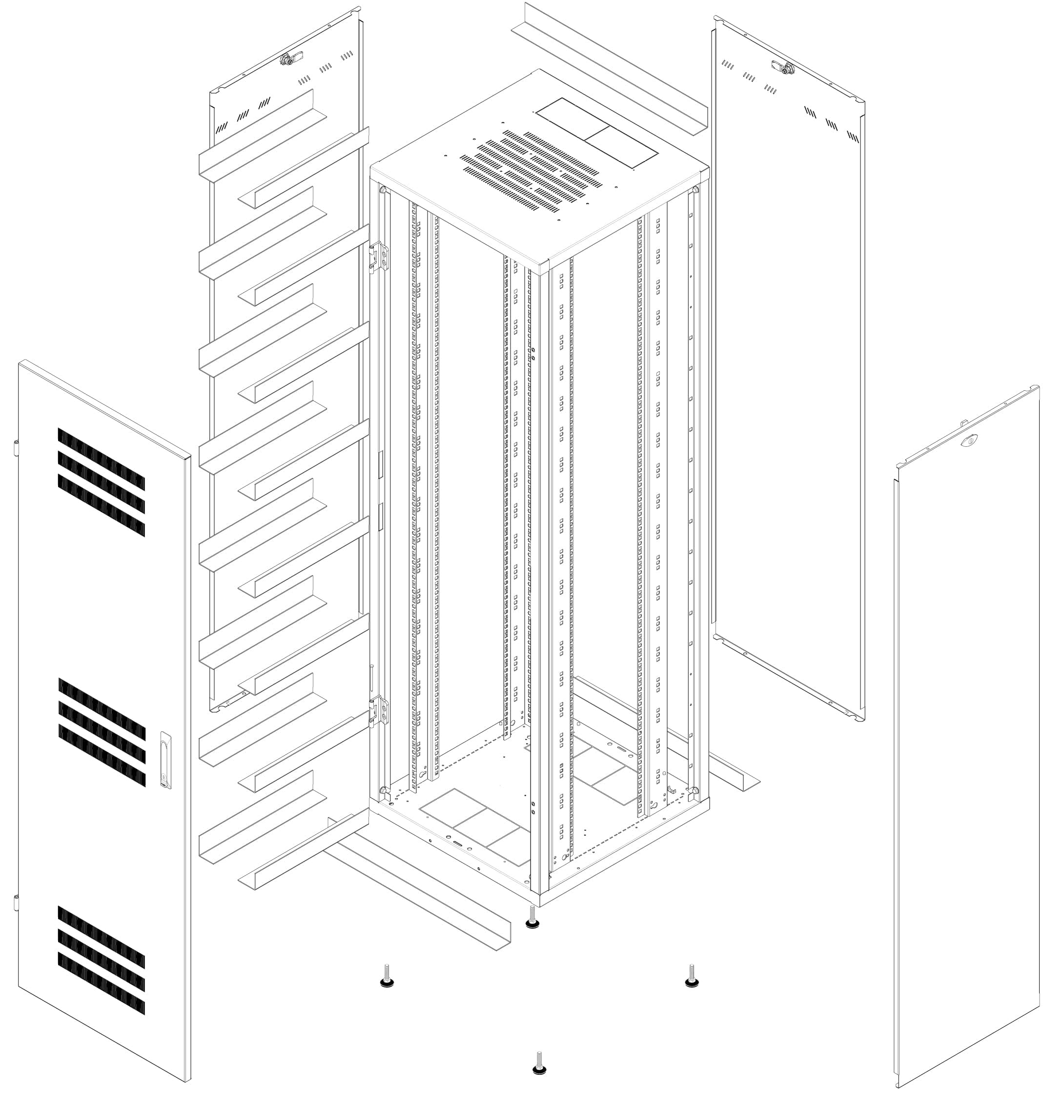 Techly Professional 369090 Armadio Rack 19" 600x600 20U per Batterie Fotovoltaico Nero Nero