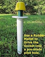 Vista 2 de Enchufes de tierra con tapa amarilla para campos de revestimiento, postes inteligentes, comederos de pájaros (con o sin broca de barrena)