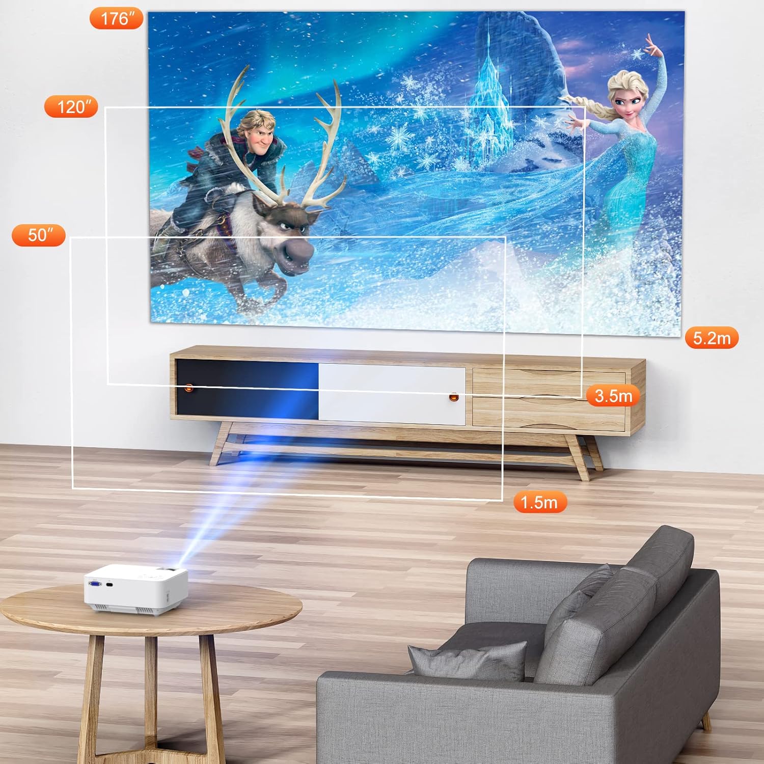 Uр Tо 50% оƒƒ Mini Projector,HOMPOW Portable Projector 1080P Supported 2022 Upgraded Movie Projector and 176 Display, Compatible with TV Stick/HDMI/VGA/USB/TV Box/Laptop/DVD/PS4 for Home