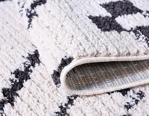 Miniatura 7 de Unique Loom Morocco Collection Tribal, Southwestern, Alfombra bohemia, 8 pies 0 pulgadas x 10 pies 0 pulgadas, marfilnegro