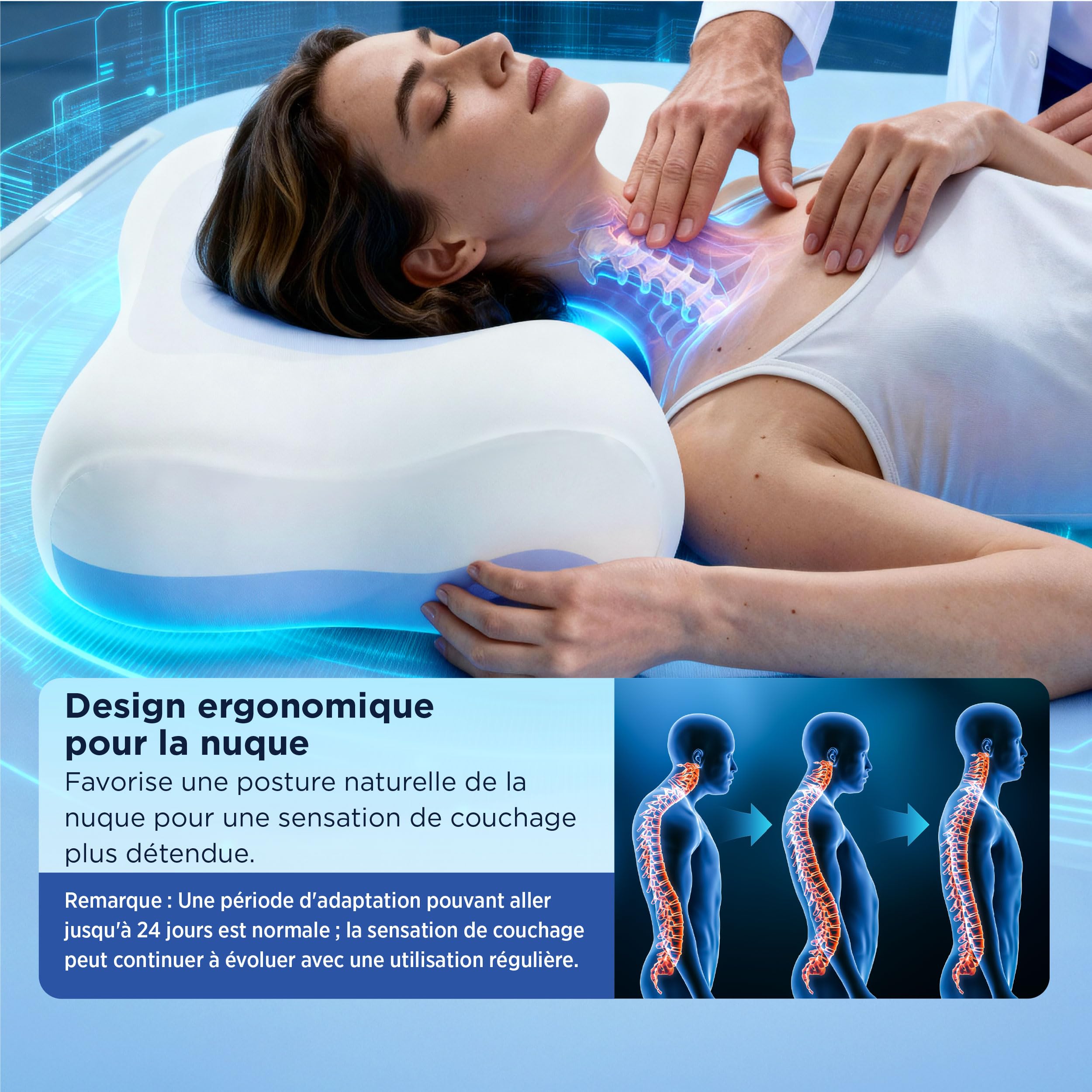 Bedsure Oreiller Ergonomique Cervical 0rthopédique - Mémoire de Forme 66x38