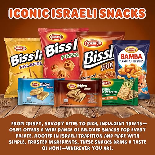 Vista 6 de Osem Bissli - Bocadillo crujiente de trigo para barbacoa, Kosher, sin colores artificiales ni conservantes, convenientemente empaquetado