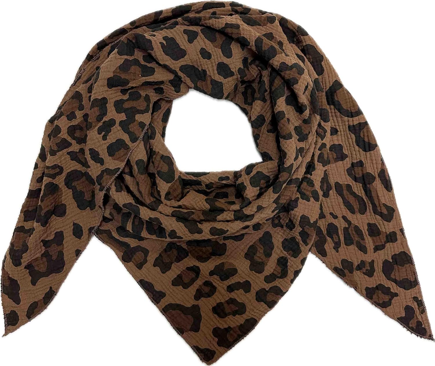 Luipaard Driehoekige Sjaal van 100% Katoen Lente Unisex Uni Fashion Stola Doek Overgangsperiode Italy Zomer Gebreide Sjaal Leo, beige, 200 x 90 cm