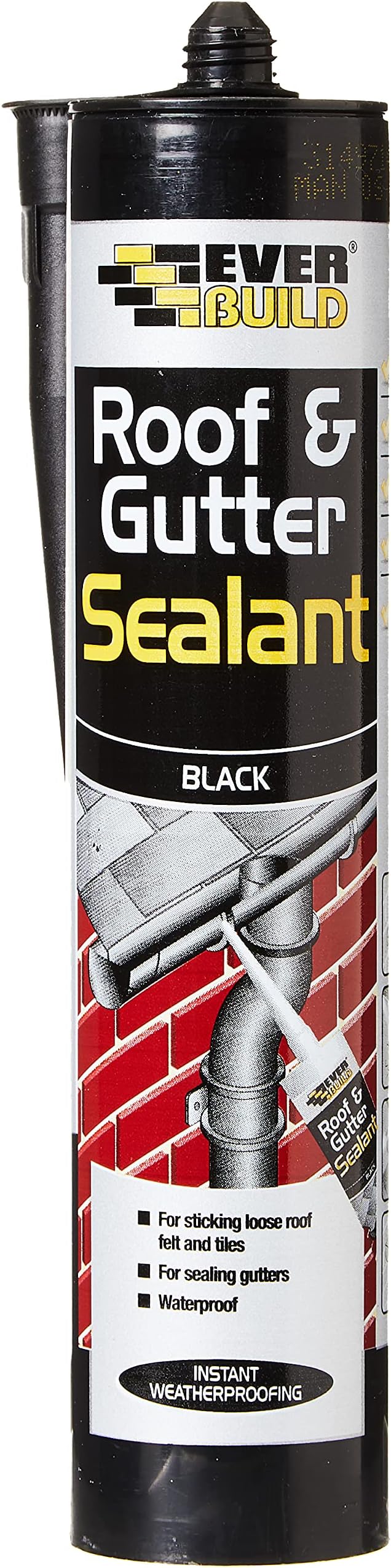 Everbuild Everflex Roof and Gutter Sealant – Butyl-Based Sealant and Adhesive for Roofing – Excellent Weathering Properties – Black – 295 ml
