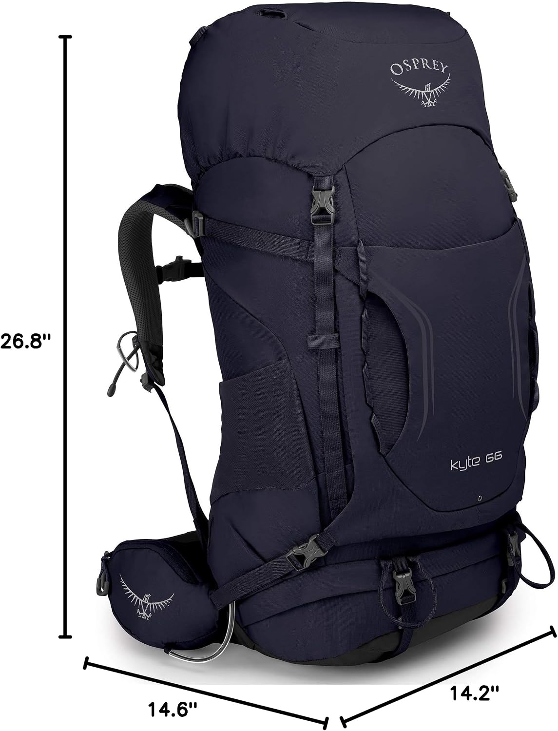 Osprey Women's Kyte 66 Backpacking Backpack, Mulberry Purple, X-Small/Small