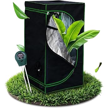 Melko Growbox Grow Tent 100 x 100 x 200 cm Lightproof with 3-in-1 Meter Reflective inner film metal poles with push button system removable base insert grow tent for cultivation black
