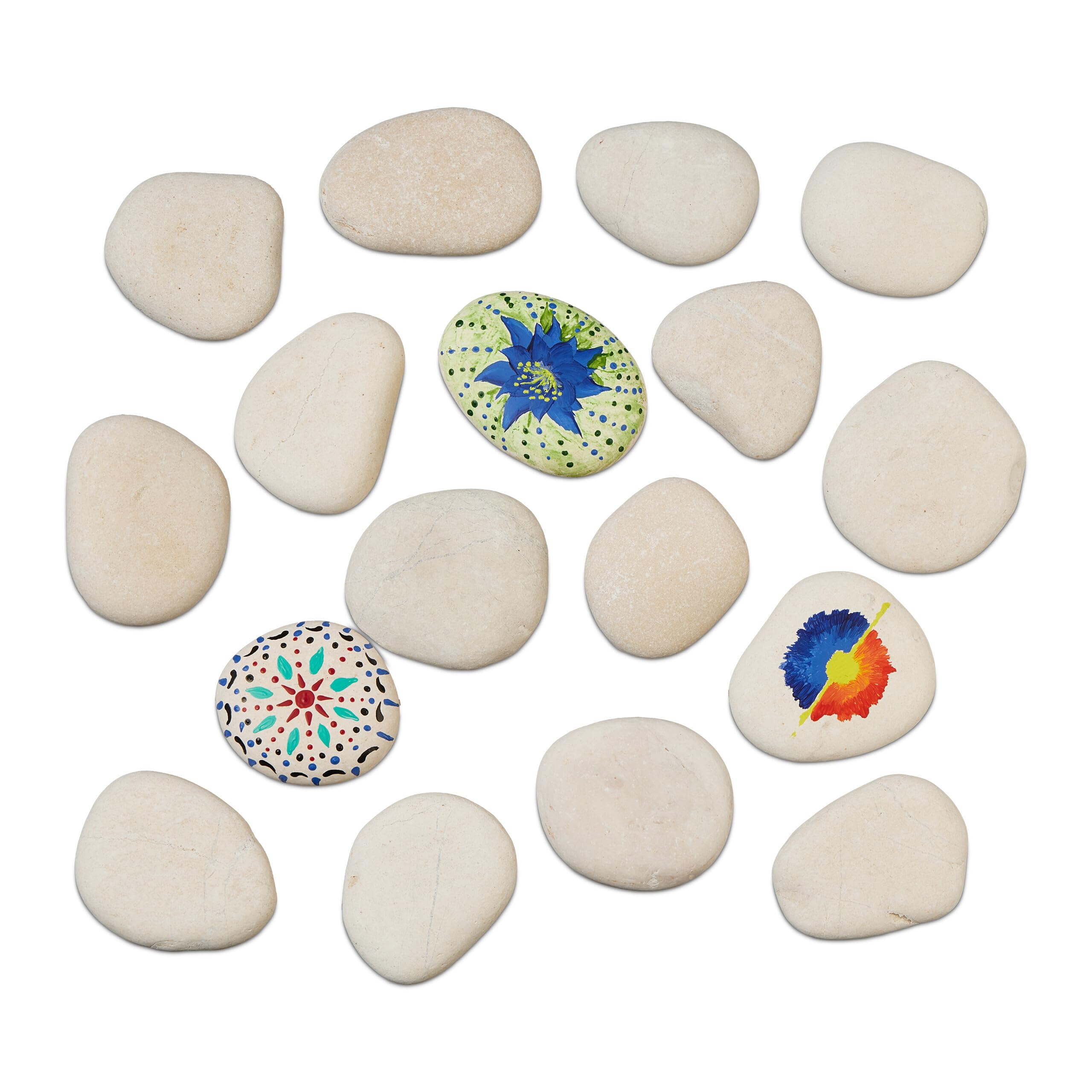 Relaxdays Flache Dekosteine - XL Malsteine zum Bemalen, hellgrau, 2 kg Set