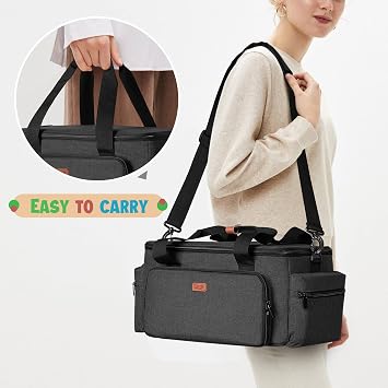 LUXJA Large Capacity Craft Bag with Shoulder Strap, Craft Tote for Art, Scrapbooking or Sewing Supplies (Bag Only), Black