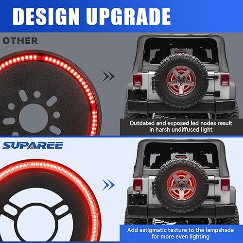 Miniatura 3 de SUPAREE Luz de freno de repuesto para Jeep Wrangler 2007-2017 JK JKU YJ TJ, Plug and Play 4 tercera luz de freno LED trasera luz de rueda LED roja